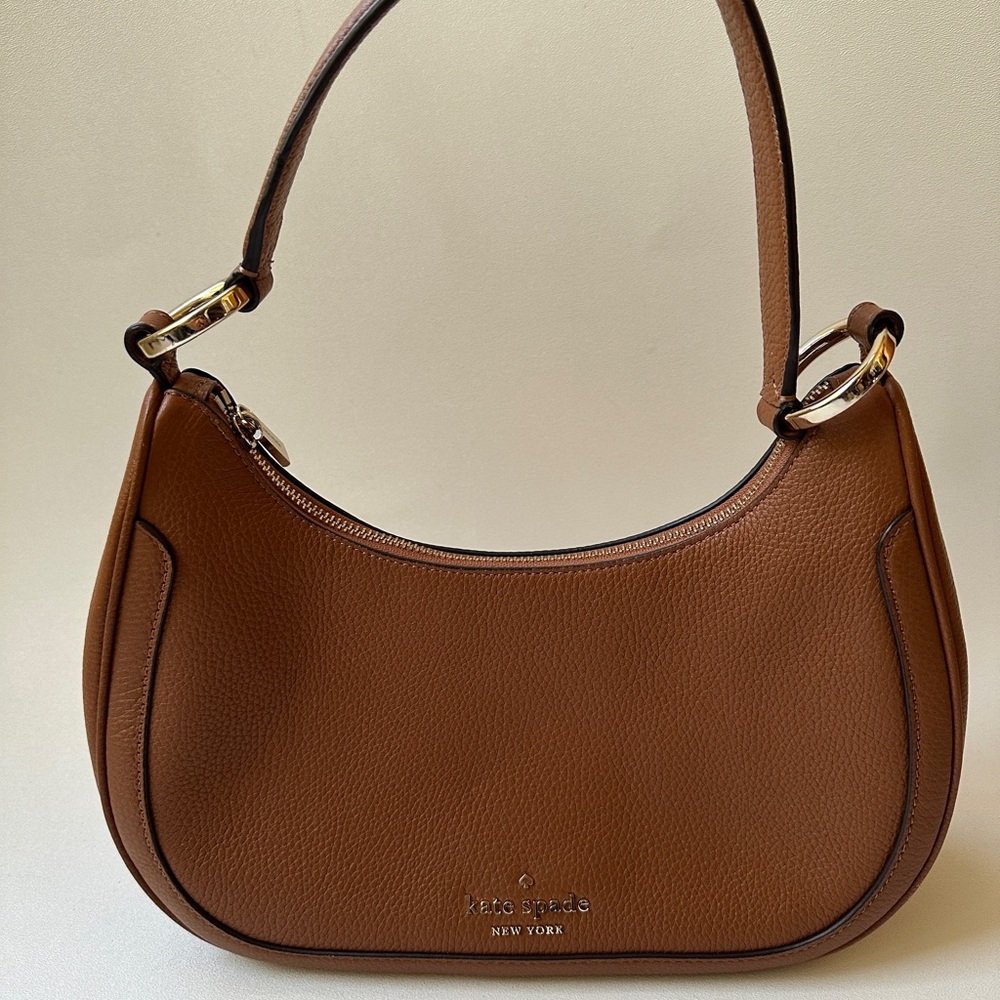 KATE Spade Leila Pebbled Leather Shoulder Bag Purse Warm Gingerbread - Picture 7 of 13